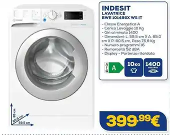 Euronics INDESIT LAVATRICE BWE 101486X WS IT offerta