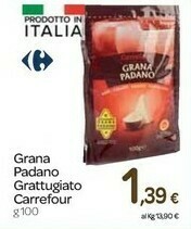 Carrefour Carrefour - Grana Padano DOP Grattugiato 100 G(ml) offerta