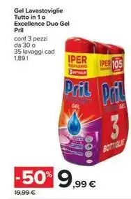 Gel Lavastoviglie Tutto in 1 o Excellence Duo Ge Pril conf 3 pezzi