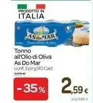 Carrefour Asdomar Tonno All'Olio Di Oliva offerta
