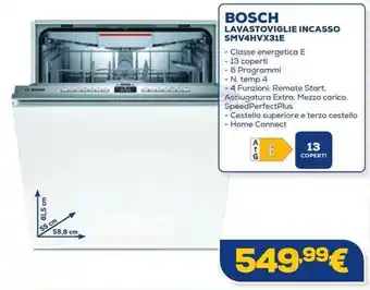 Euronics BOSCH LAVASTOVIGLIE INCASSO SMV4HVX31E offerta
