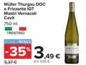 Carrefour Iper Müller Thurgau DOC o Frizzante IGT Mastri Vernacoli Cavit offerta