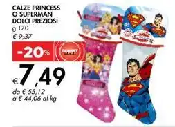 Bennet CALZE PRINCESS O SUPERMAN DOLCI PREZIOSI g 170 offerta