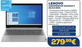 Euronics LENOVO CHROMEBOOK IDEAPAD 3 151JL6 2NIX offerta
