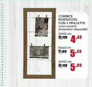 Cornice Portafoto Con 4 Mollette