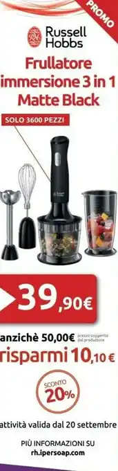 Russell hobbs Frullatore Immersione 3 In 1 Matte Black