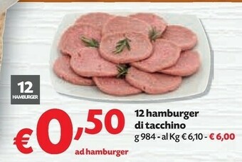 Pam 12 Hamburger Di Tacchino G 984 offerta