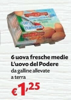 Pam L'uovo del podere 6 Uova Fresche Medie Da Galline Allevate A Terra offerta