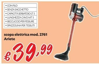 Ariete 2761 Aspiratore Portatile Senza Sacchetto Nero, Rosso