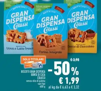 Conad Superstore BISCOTTI GRAN DISPENSA BONTÀ DI CASA COLUSSI senza olio di palma offerta