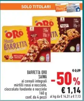Conad Superstore BARRETTA ORO SAIWA 160g conf. da 4 pezzi offerta