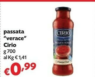 Pam Cirio Cirio - La Verace Passata 700 g(ml) offerta