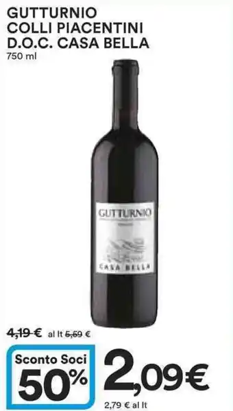 Ipercoop GUTTURNIO COLLI PIACENTINI D.O.C. CASA BELLA 750 ml offerta