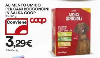 Ipercoop ALIMENTO UMIDO PER CANI BOCCONCINI IN SALSA COOP 12 x 100 g offerta