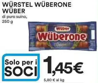Ipercoop WÜRSTEL WÜBERONE WÜBER di puro suino, 250 g offerta