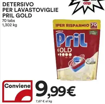 Ipercoop DETERSIVO PER LAVASTOVIGLIE PRIL GOLD 70 tabs 1,302 kg offerta