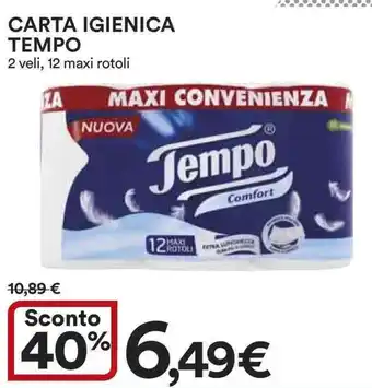 Ipercoop CARTA IGIENICA TEMPO 2 veli, 12 maxi rotoli offerta