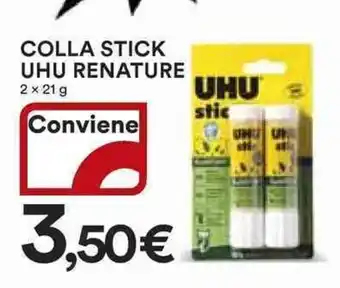 Ipercoop COLLA STICK UHU RENATURE 2 x 21 g offerta