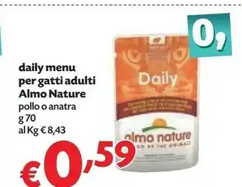 Pam Almo Nature Daily Menu Per Gatti Adulti Pollo/ Anatra offerta