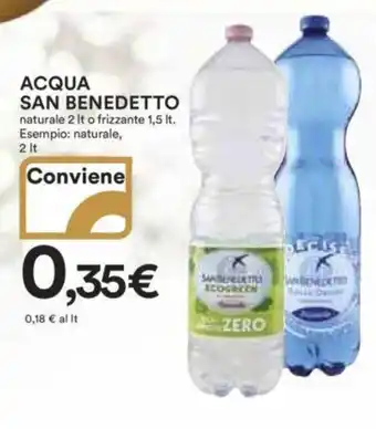 Ipercoop ACQUA SAN BENEDETTO naturale 2 It o frizzante 1,5 lt. Esempio: naturale, 2 lt offerta