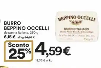 Ipercoop BURRO BEPPINO OCCELLI da panna italiana, 250 g offerta