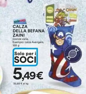 Ipercoop CALZA DELLA BEFANA ZAINI licenze varie. Esempio: calza Avengers, 168 g offerta