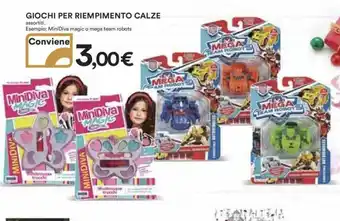 Ipercoop GIOCHI PER RIEMPIMENTO CALZE assortiti. Esempio: MiniDiva magic o mega team robots offerta