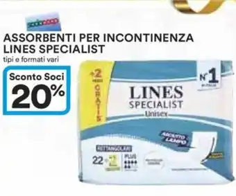 ASSORBENTI PER INCONTINENZA LINES SPECIALIST tipi e formati vari