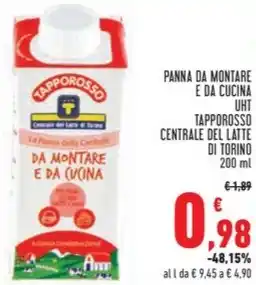 Conad Superstore PANNA DA CUCINA UHT GRANAROLO 200 ml offerta
