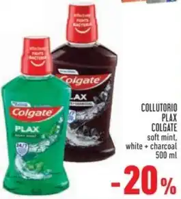 Conad Superstore COLLUTORIO PLAX COLGATE soft mint, white + charcoal 500 ml offerta