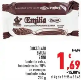 Conad Superstore CIOCCOLATO EMILIA ZAINI fondente extra 200 g offerta