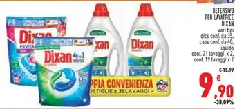 Conad Superstore DETERSIVO PER LAVATRICE DIXAN vari tipi dics conf. da 35 offerta
