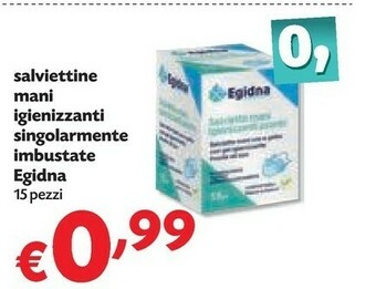 Pam Egidna Salviettine Mani Igienizzanti Singolarmente Imbustate 15 Pezzi offerta