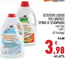 Conad Superstore DETERSIVO LIQUIDO PER LAVATRICE SPUMA DI SCIAMPAGNA 1,89 l 42 lavaggi offerta