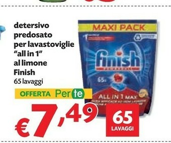 Pam Finish Detersivo Predosato Per Lavastoviglie All In 1 Al Limone 65 Lavaggi offerta