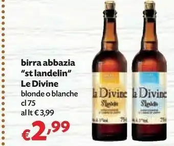 Panorama Le Divine Birra Abbazia St Landelin Blonde/ Blanche 75 Cl offerta