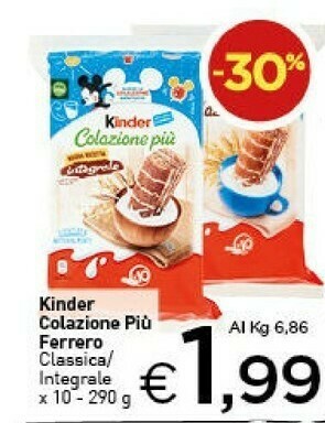 Crai Ferrero Kinder Colazione Piu Classica offerta