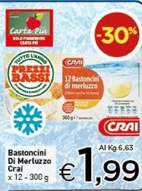 Crai Crai - 12 Bastoncini Di Merluzzo 300 G(ml) offerta