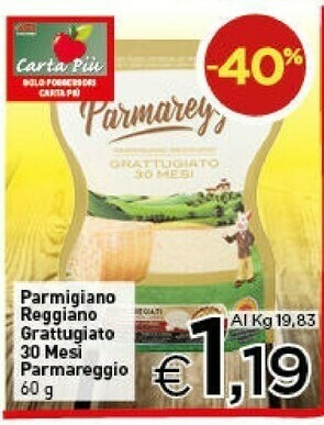Crai Parmareggio Parmigiano Reggiano 30 Mesi Grattugiato 60 G(ml) offerta