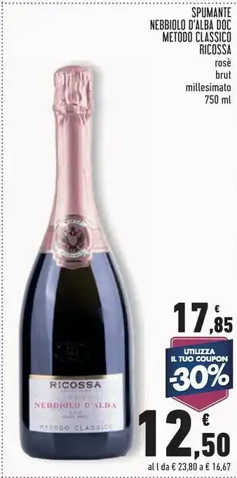 Conad Superstore Ricossa Spumante Nebbiolo D'alba Doc Metodo Classico Rosè offerta