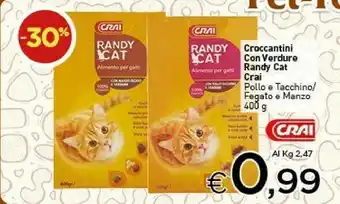 Crai Crai - Croccantini Con Verdure Randy Cat Pollo E Tacchino 400 G offerta