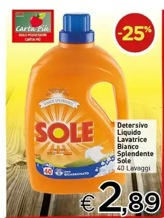 Crai Sole Detersivo Liquido Lavatrice Bianco Splendente offerta