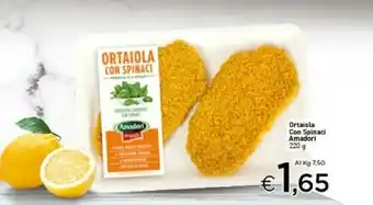 Crai Amadori Ortaiola Con Spinaci Cotoletta Saporita Con Spinaci offerta
