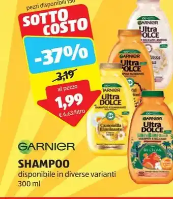 ALDI GARNIER SHAMPOO disponibile in diverse varianti 300 ml offerta