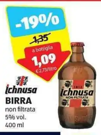 ALDI Ichnusa BIRRA non filtrata 5% vol. 400 ml offerta