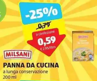 ALDI MILSANI PANNA DA CUCINA a lunga conservazione 200 ml offerta