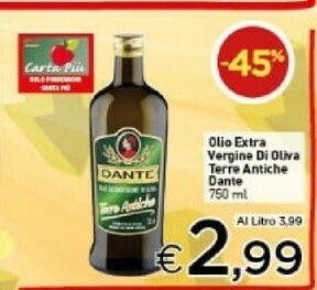 Crai Dante Olio Extra Vergine Di Oliva 750 G(ml) offerta