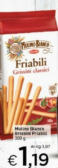 Crai Mulino Bianco Friabili Grissini Classici 300 G(ml) offerta