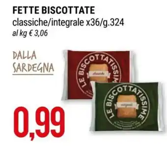 Hardis FETTE BISCOTTATE classiche/integrale x36/g.324 offerta