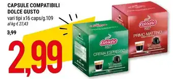 Hardis CAPSULE COMPATIBILI DOLCE GUSTO vari tipi x16 caps/g.109 offerta